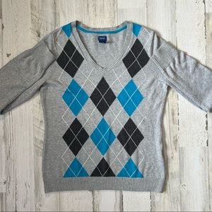 Izod Grey and Blue Argyle Sweater
